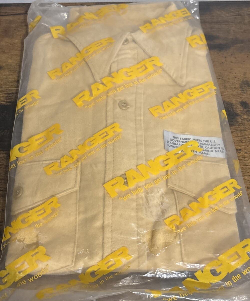 Vintage Ranger Long Sleeve Tan Cotton Button Up Work Shirt Size S